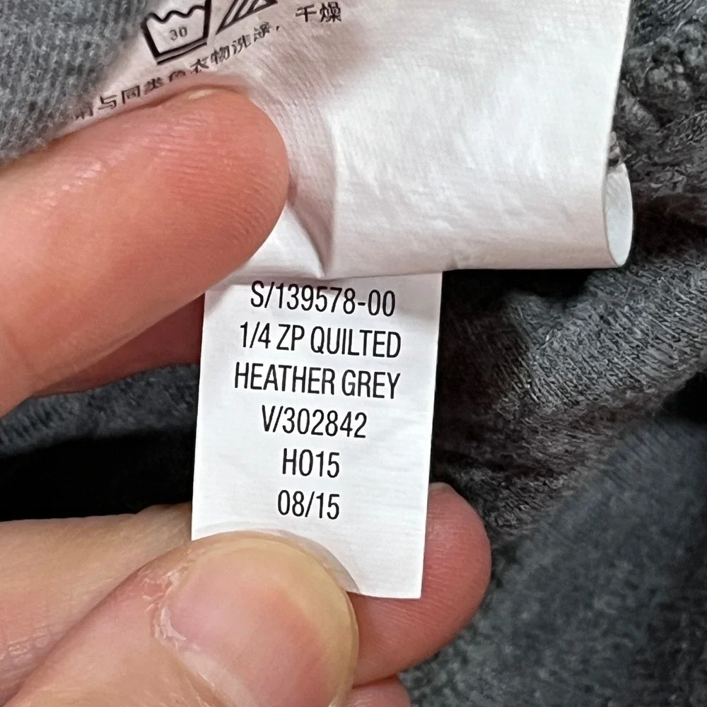 Old Navy Pullover Mens Large Gray Quilted 1/4 Snap Mock Neck Heathered
